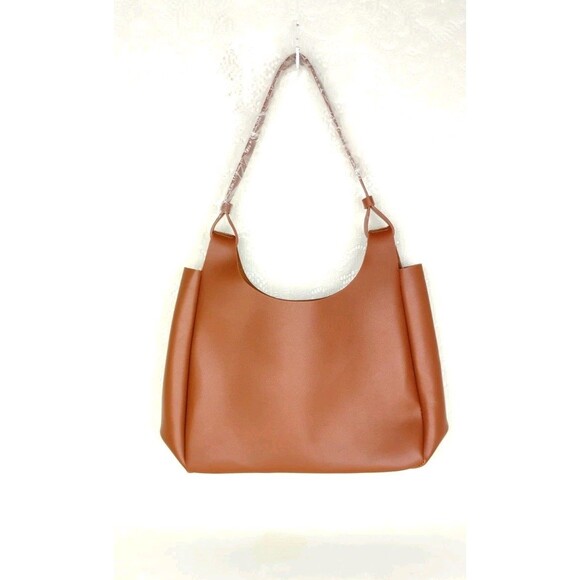 Neiman Marcus Tote Bag Large Brown Tan Faux Leather Suede Lined Purse NEW 15” - Picture 3 of 16